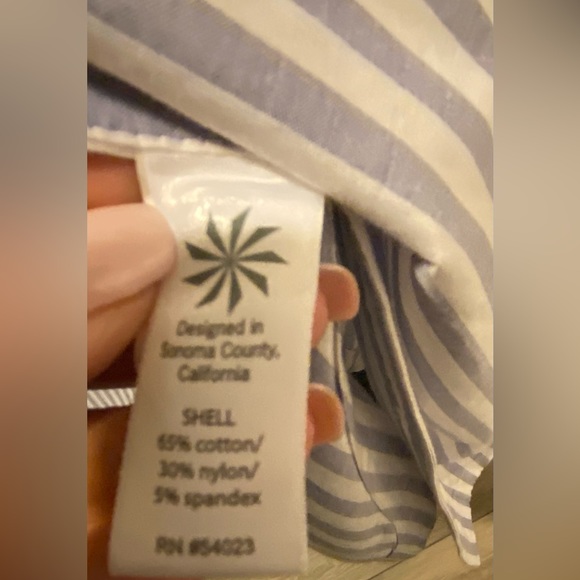 Athleta Blue/White Striped Weekender Blouse, Size M - Picture 6 of 6